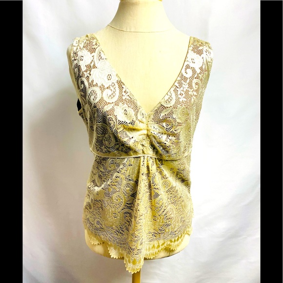 Rafaella Beige lace lined pullover sleeveless blouse sz 10 With Zip On The Side - Picture 1 of 5